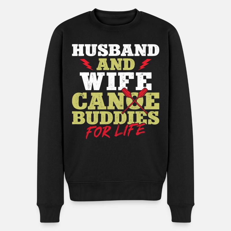 Canoe Canoeing Marriage Wedding - Männer Premium Bio Pullover - Schwarz