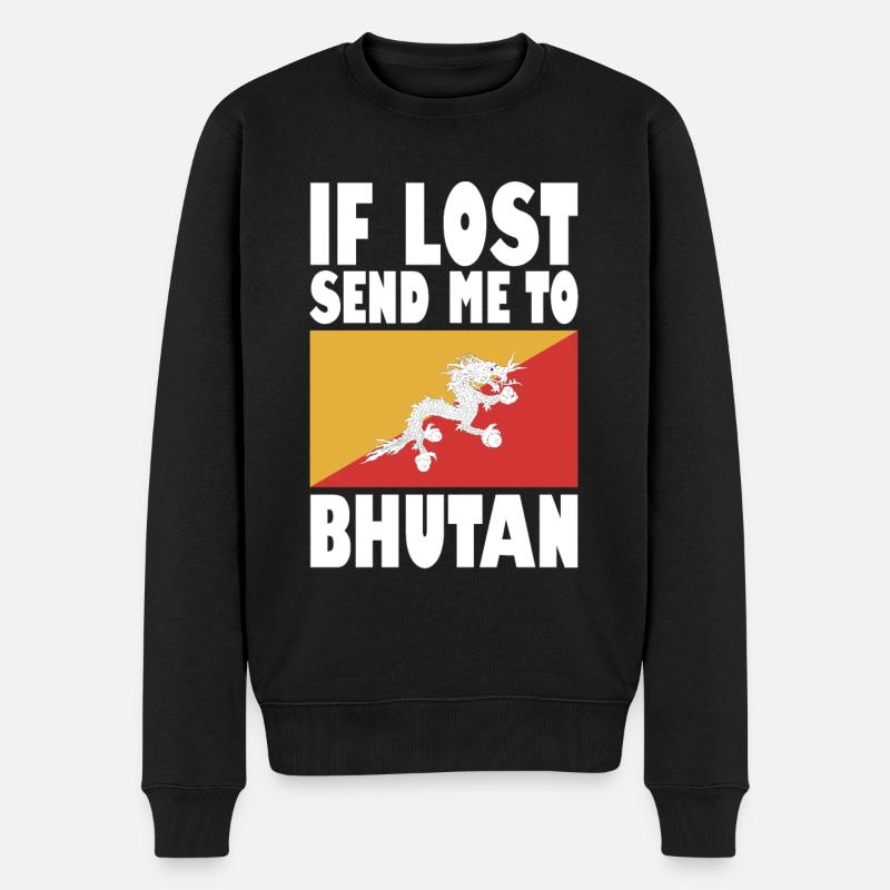 Drapeau du Bhoutan Disant - Pull Premium bio Homme - noir