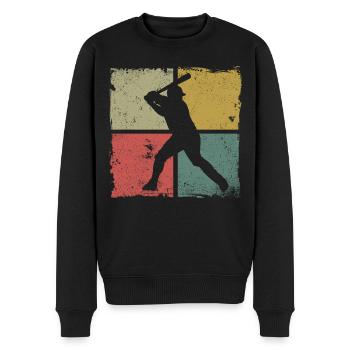 Baseball Fan Retro Vintage Batter - Men's Premium Organic Jumper - black - Front - Nico (187cm)