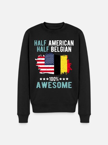 Half American Half Belgian - Men's Premium Organic Jumper - black