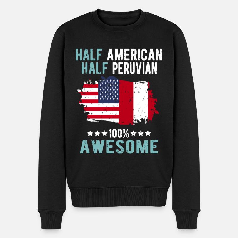 Half American Half Peruvian - Men's Premium Organic Jumper - black