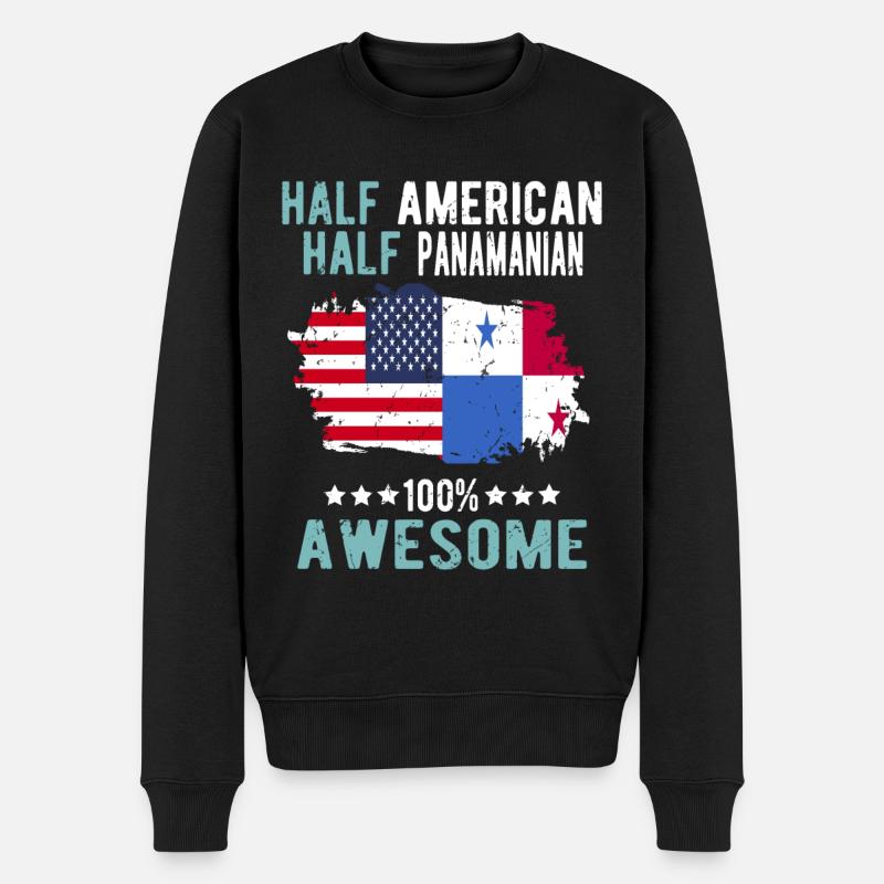 Halb Amerikaner Halb Panamese - Männer Premium Bio Pullover - Schwarz