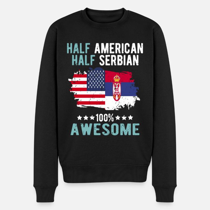 Half American Half Serb - Men's Premium Organic Jumper - black