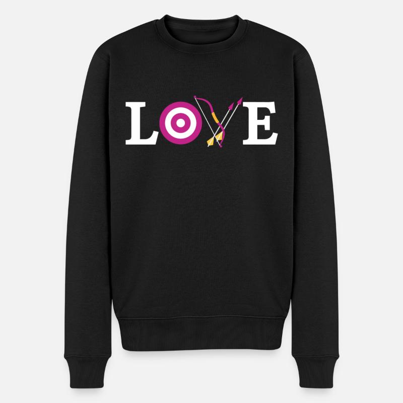 Archery Bow Archer Target Love - Männer Premium Bio Pullover - Schwarz