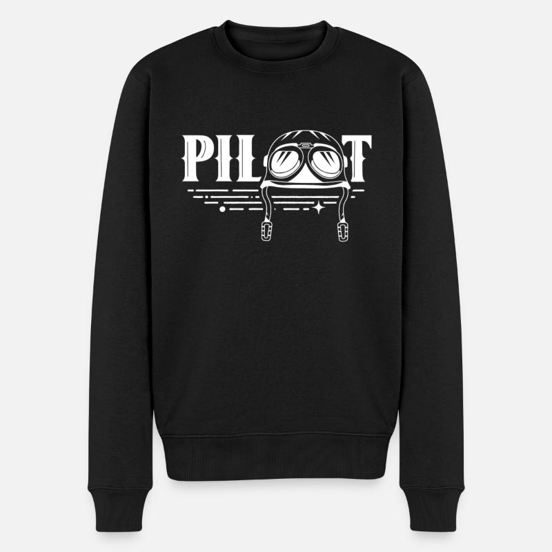 Pilot Kleinflugzeug Privatflugzeug Leichtflugzeug - Männer Premium Bio Pullover - Schwarz