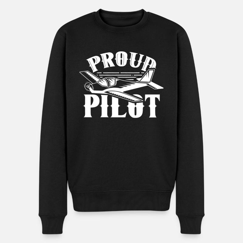 Stolzer Pilot Kleinflugzeug Jet Leichtflugzeug - Männer Premium Bio Pullover - Schwarz