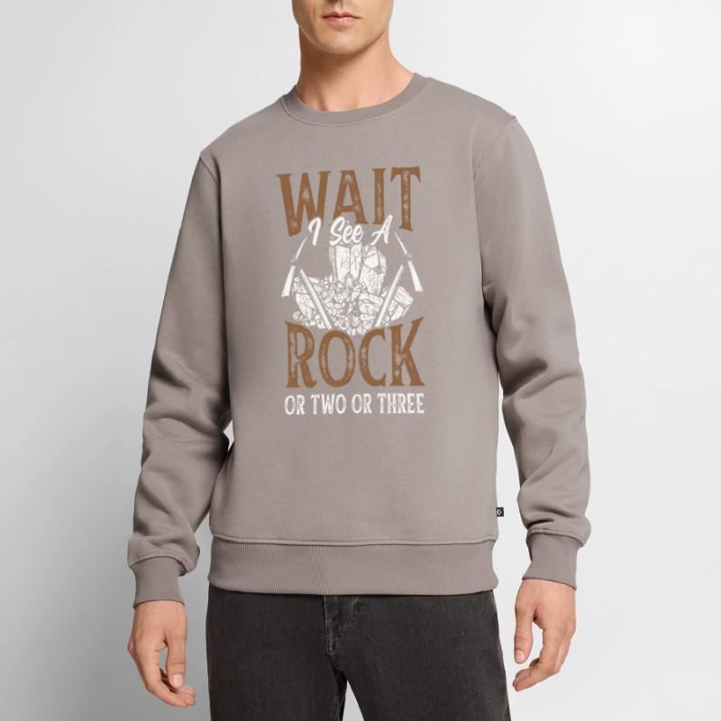 Warte Ich Sehe Einen Stein Oder Zwei Oder Drei Männer Premium Bio Pullover