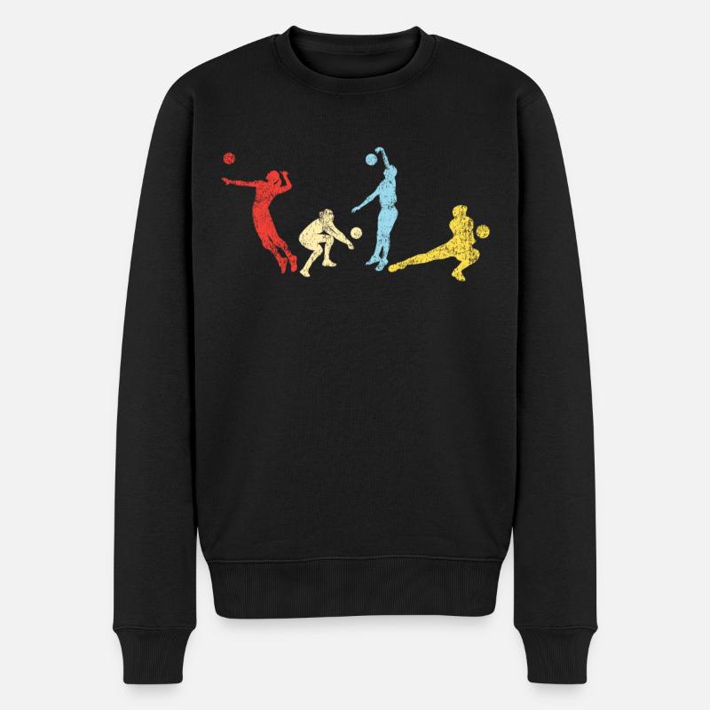 Joueur de volleyball Équipe Rétro - Pull Premium bio Homme - noir