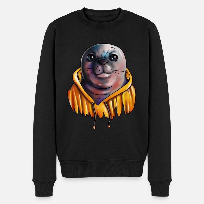 Kinder Robbe Urlaub Meer Norddeutschland Nordsee - Männer Premium Bio Pullover - Schwarz