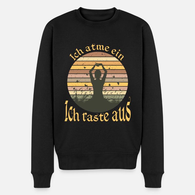 Ich atme ein - Ich raste aus Yoga Meditation - Männer Premium Bio Pullover - Schwarz