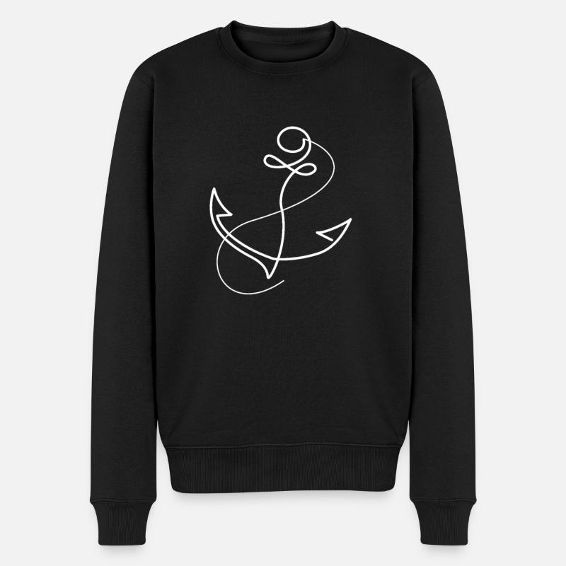 Maritim Meer Anker - Männer Premium Bio Pullover - Schwarz