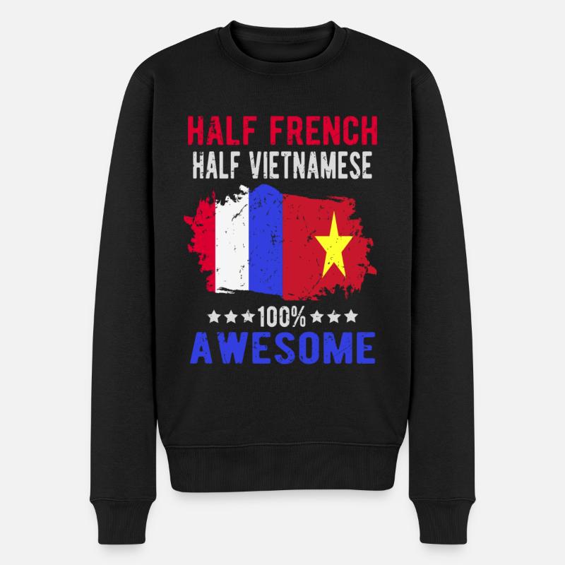 Halb Franzose Halb Vietnamese - Männer Premium Bio Pullover - Schwarz