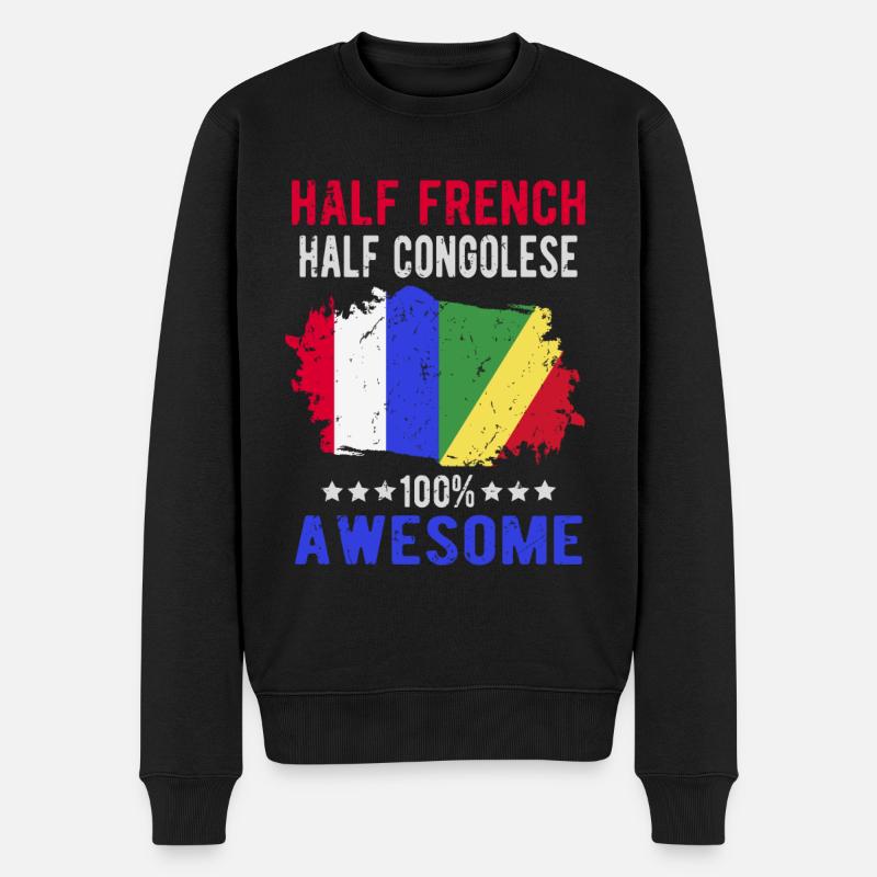 Halb Franzose Halb Kongolese - Männer Premium Bio Pullover - Schwarz