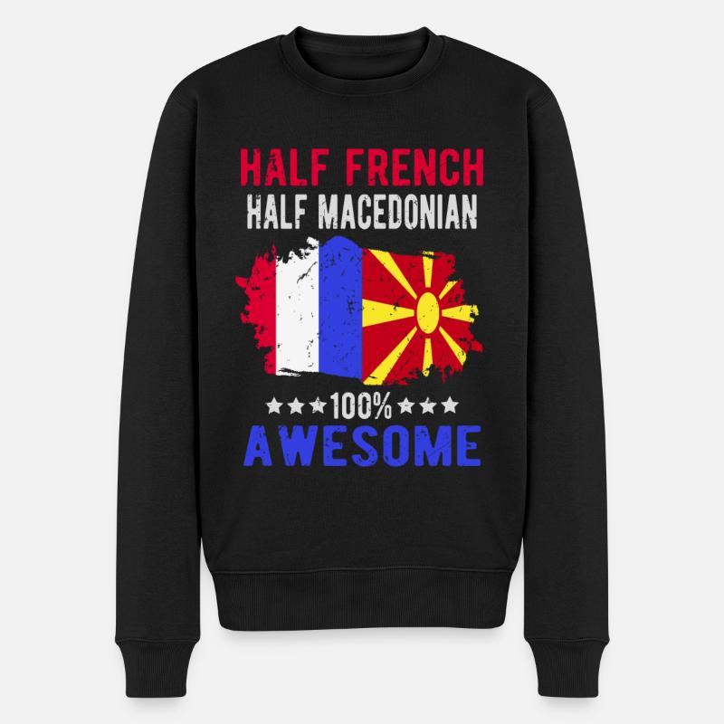 Moitié Français moitié macédonien - Pull Premium bio Homme - noir