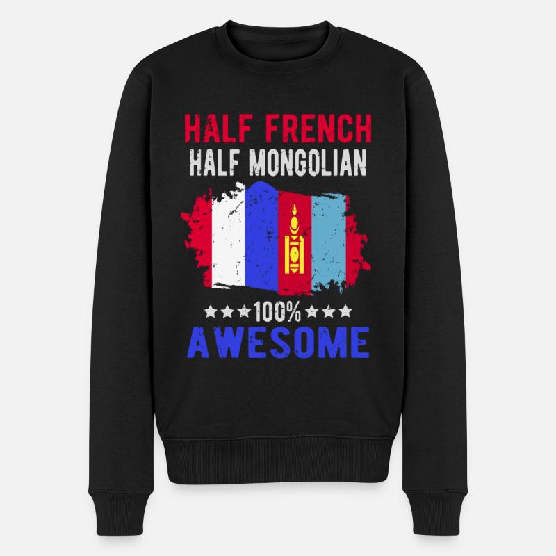 Halb Franzose Halb Mongole - Männer Premium Bio Pullover - Schwarz
