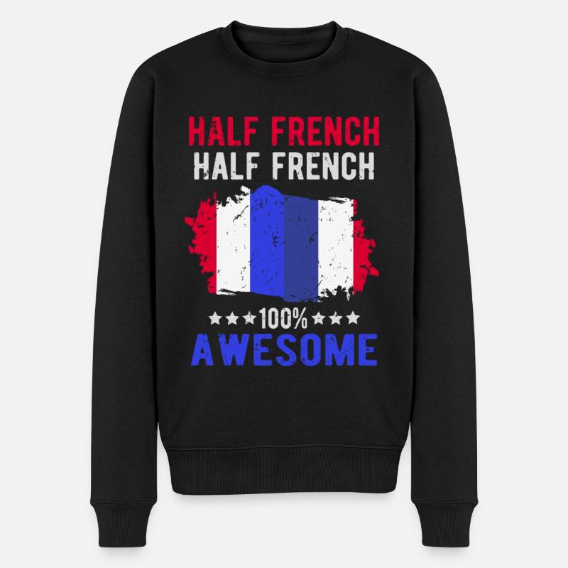 Halb Franzose Halb Franzose - Männer Premium Bio Pullover - Schwarz