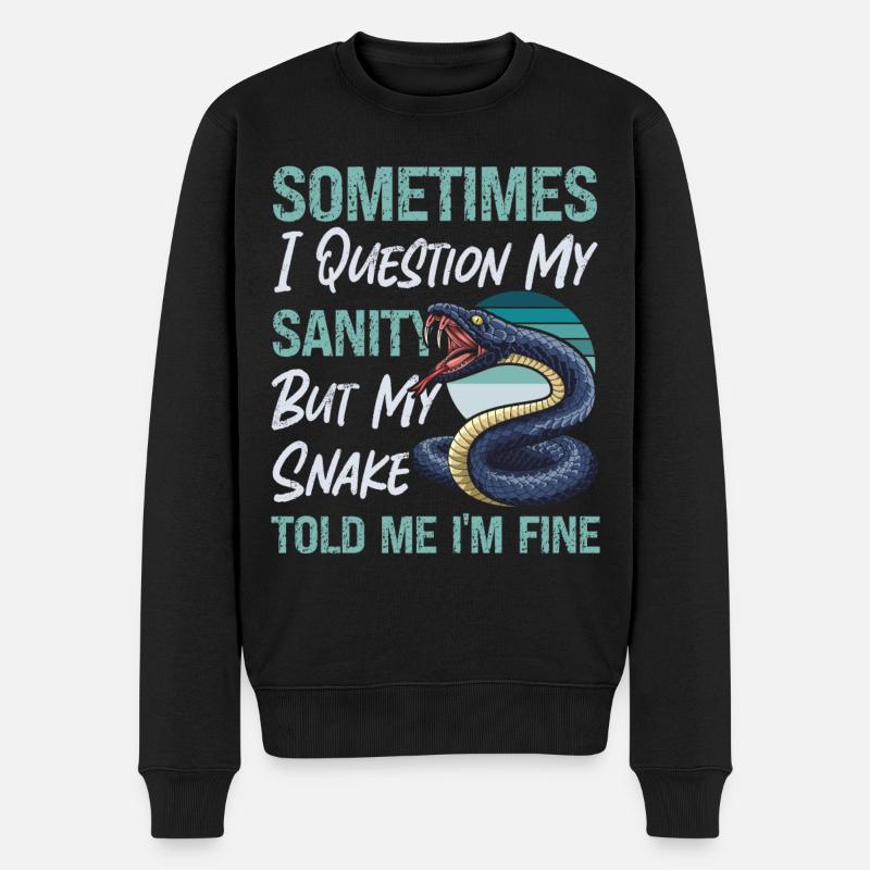 Snake Serpent Sometimes I Question - Men's Premium Organic Jumper - black