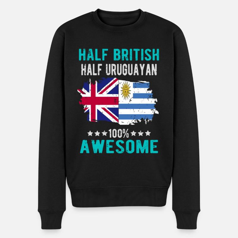 Halb Brite Halb Uruguayer - Männer Premium Bio Pullover - Schwarz
