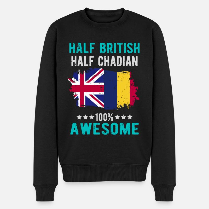 Half British Half Chader - Men's Premium Organic Jumper - black