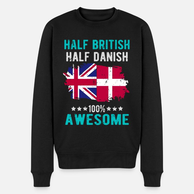 Half British Half Dane - Men's Premium Organic Jumper - black