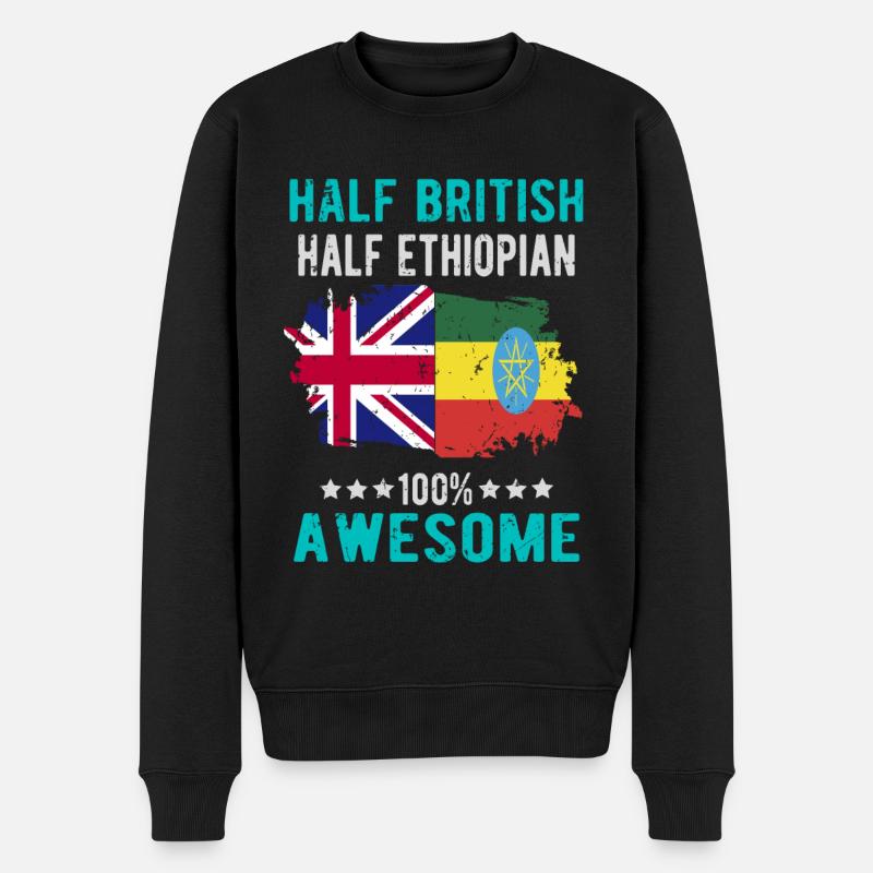 Halb Brite Halb Äthiopier - Männer Premium Bio Pullover - Schwarz