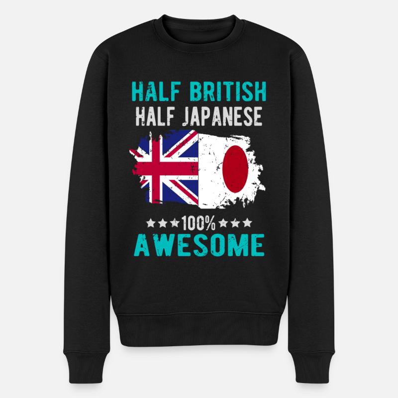 Half British Half Japanese - Men's Premium Organic Jumper - black