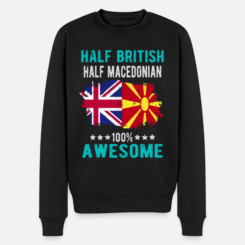 Half British Half Macedonian - Men's Premium Organic Jumper - black