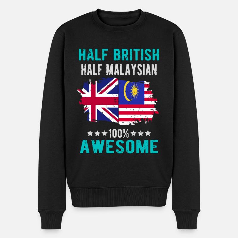Moitié britannique moitié malaisien - Pull Premium bio Homme - noir