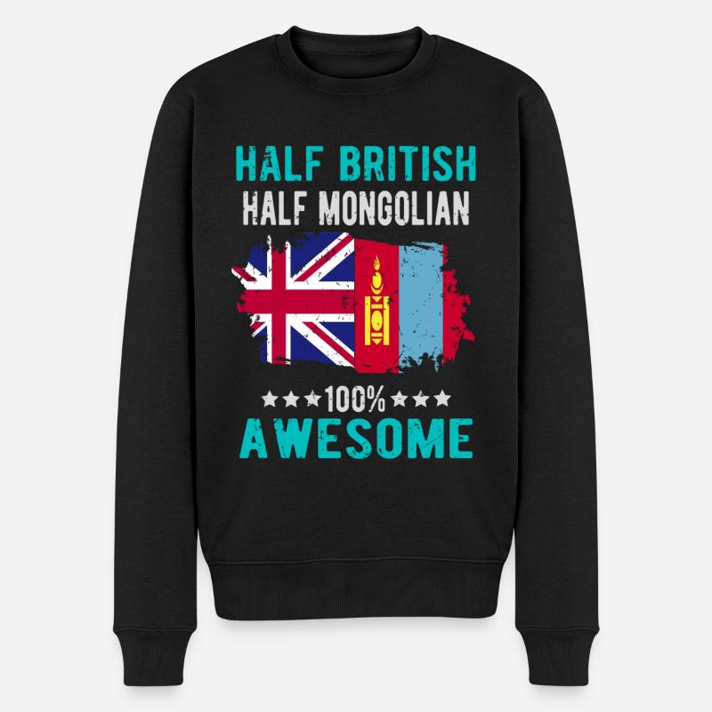 Halb Brite Halb Mongole - Männer Premium Bio Pullover - Schwarz