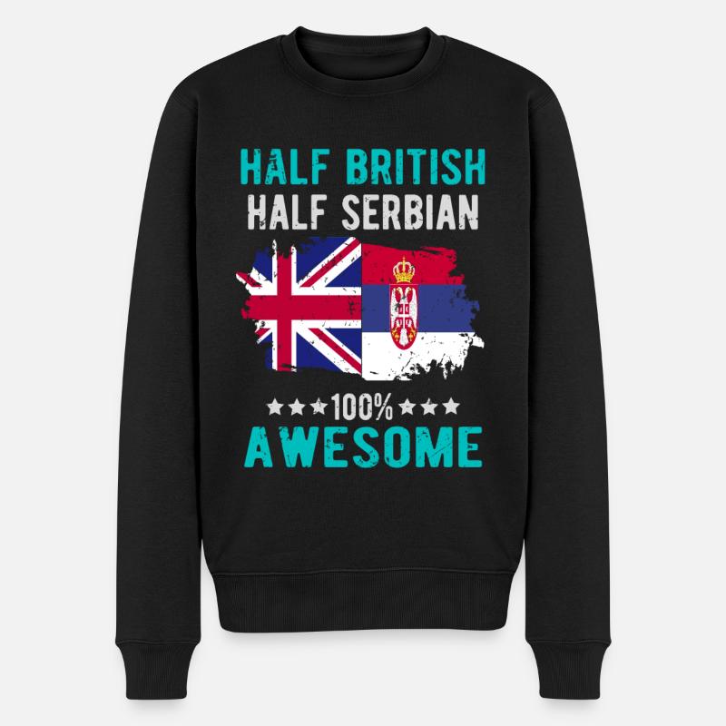 Half British, Half Serbian - Men's Premium Organic Jumper - black