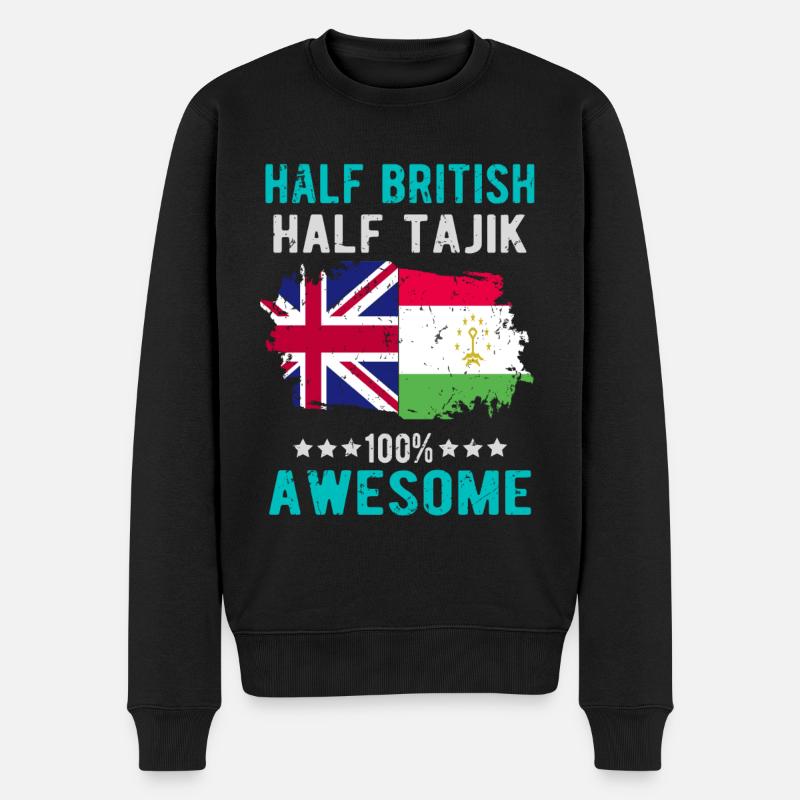 Halb Brite Halb Tadschiken - Männer Premium Bio Pullover - Schwarz