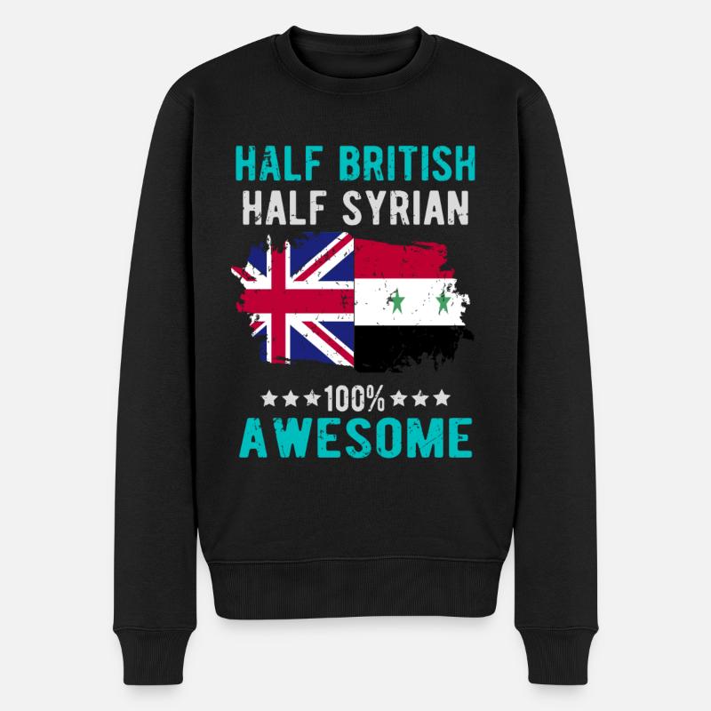 Halb Brite Halb Syrier - Männer Premium Bio Pullover - Schwarz