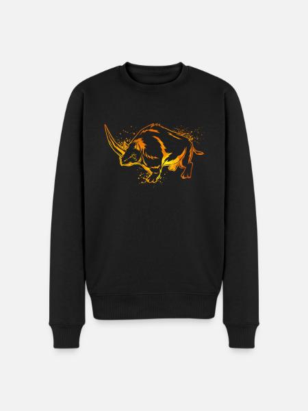 Farbenfrohes Elasmotherium - Männer Premium Bio Pullover - Schwarz