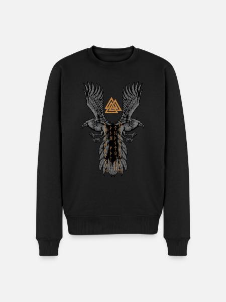 Odins ravne med vikingerurer - Hugin og Munin - Økologisk premium-sweatshirt til mænd - sort