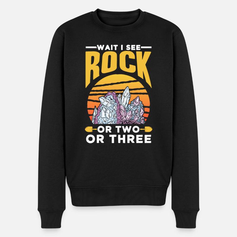 Warte Ich Sehe Einen Stein Oder Zwei Oder Drei - Männer Premium Bio Pullover - Schwarz