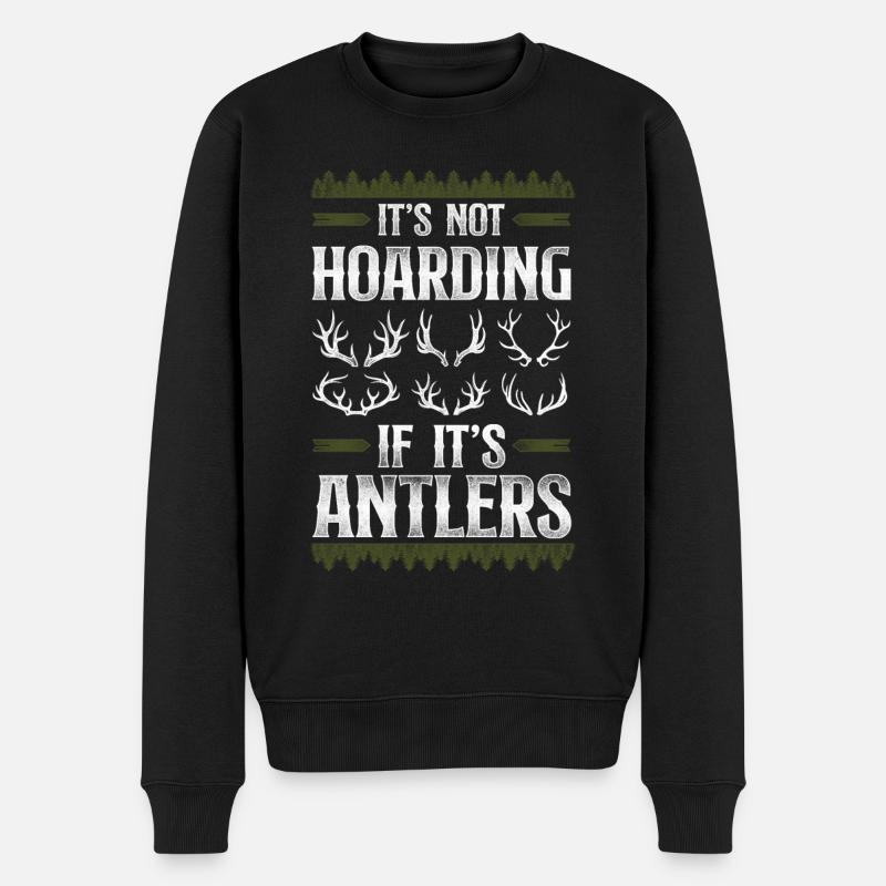 Buck Deer Hunting Hunter Vintage - Männer Premium Bio Pullover - Schwarz