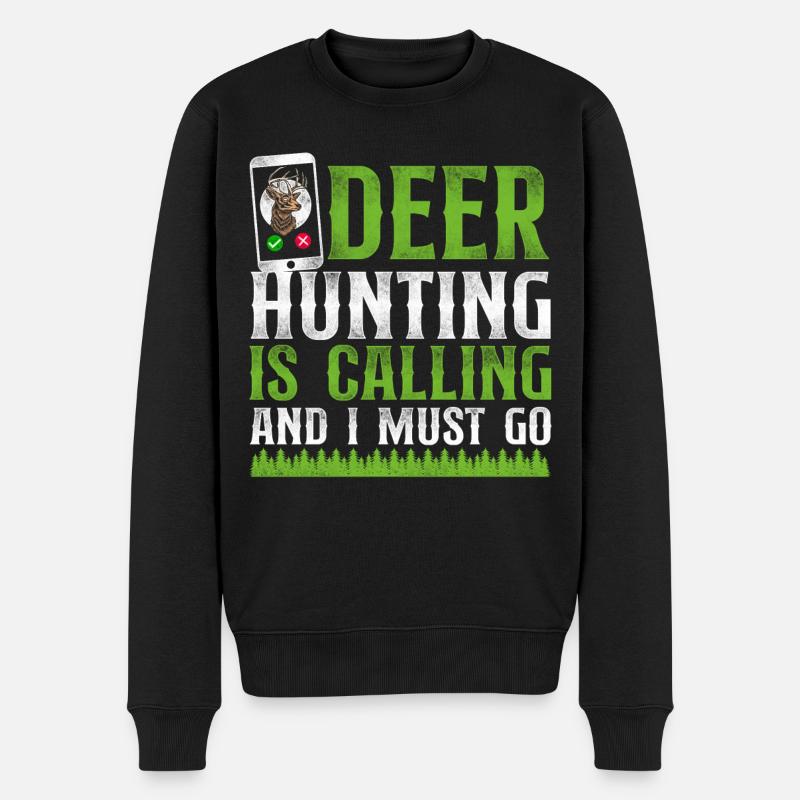 Buck Deer Hunting Hunter Téléphone - Pull Premium bio Homme - noir
