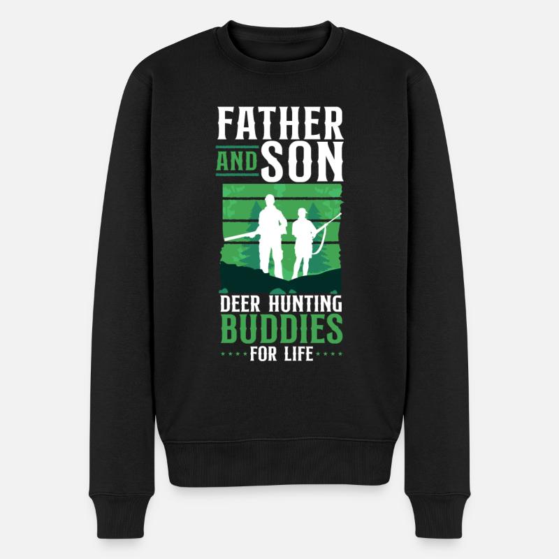 Cerf chasse chasseur père - Pull Premium bio Homme - noir