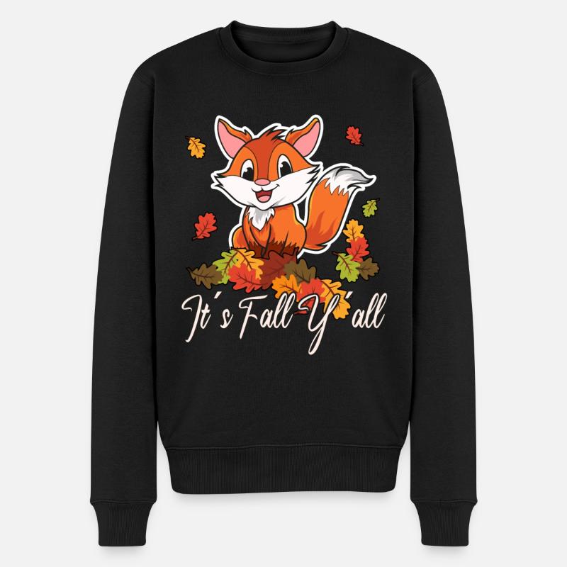 Liebe Fuchs Thanksgiving Herbst - Männer Premium Bio Pullover - Schwarz