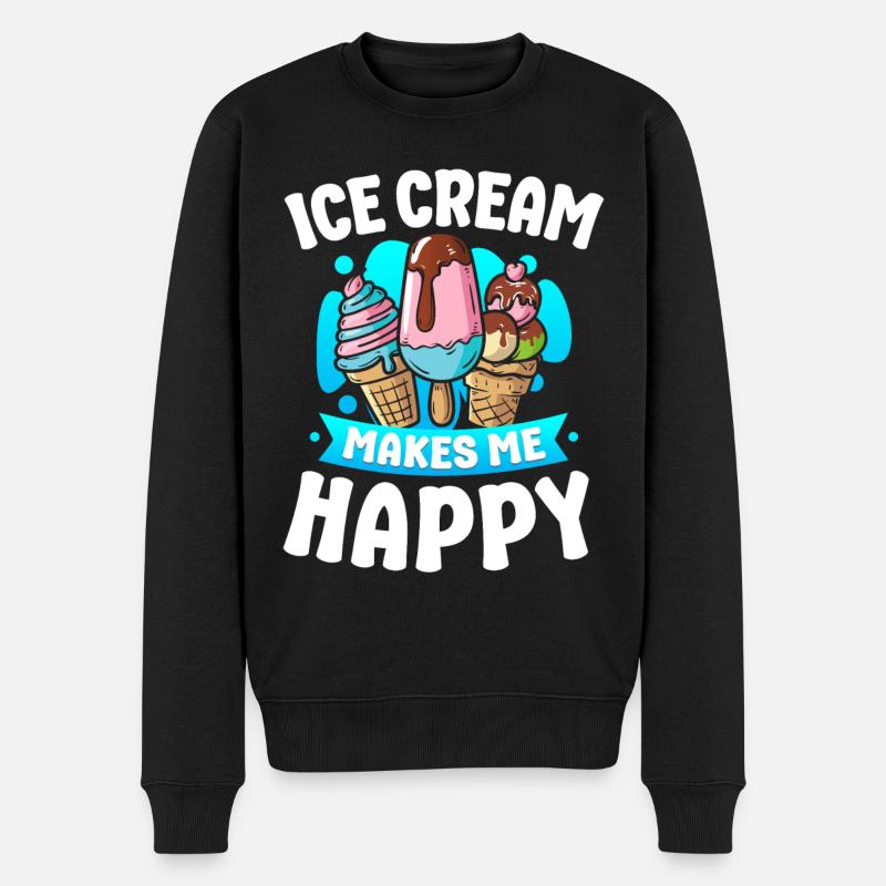 Ice Cream Cone Popsicle Ice Cream - Männer Premium Bio Pullover - Schwarz