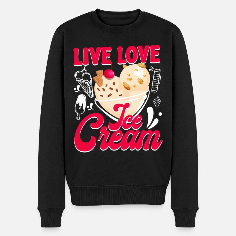 Ice Cream Cone Popsicle Live Love - Männer Premium Bio Pullover - Schwarz