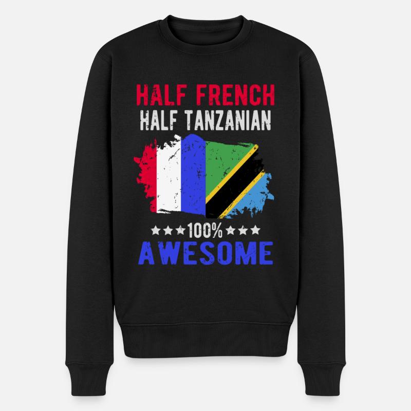 Moitié Français moitié tanzanien - Pull Premium bio Homme - noir