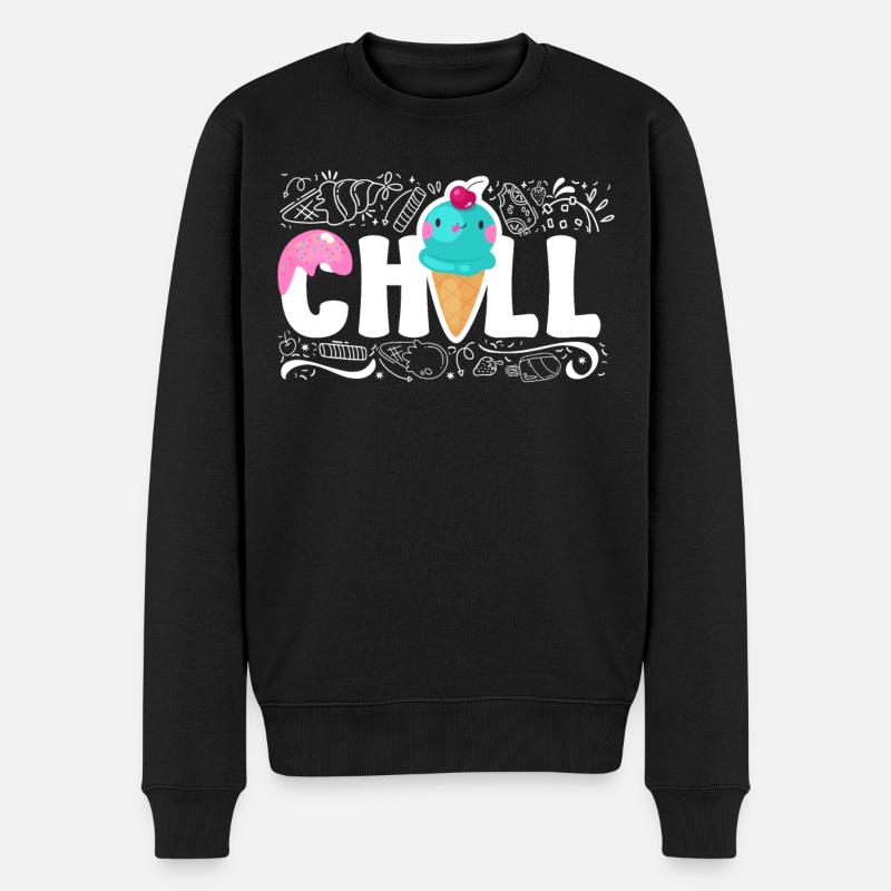Ice Cream Cone Chill - Männer Premium Bio Pullover - Schwarz