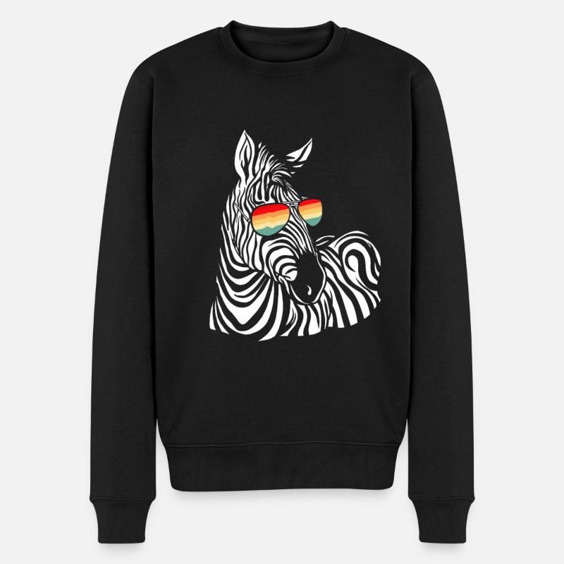 Zebra Geschenk Schwarz-weiß Safari Savanne Steppe - Männer Premium Bio Pullover - Schwarz