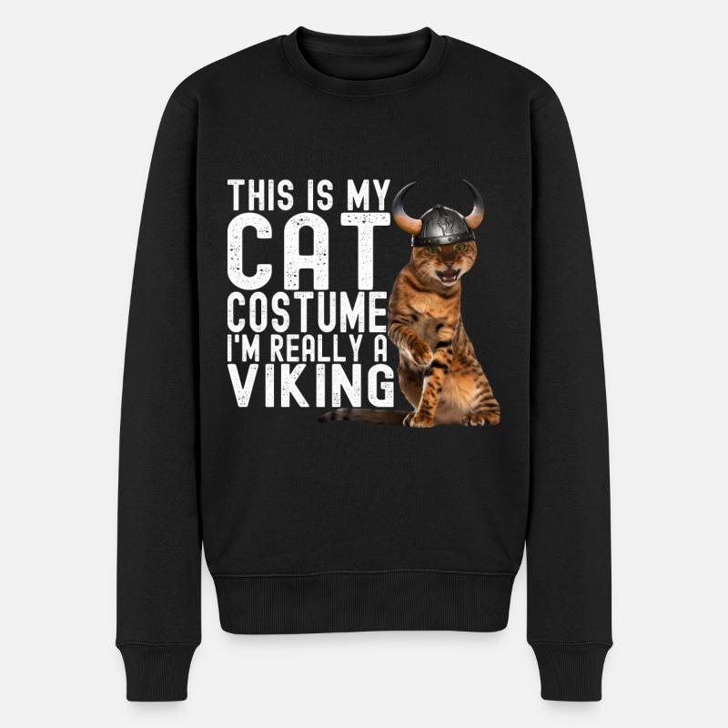 Wikinger Katze - Männer Premium Bio Pullover - Schwarz