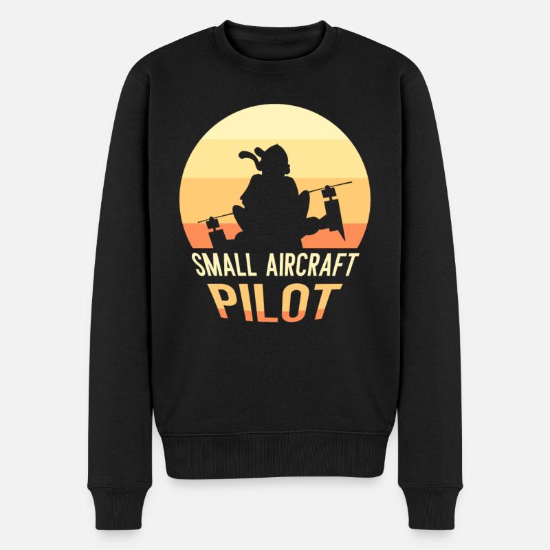 Kleinflugzeug Pilot Privatflugzeug Leichtflugzeug - Männer Premium Bio Pullover - Schwarz