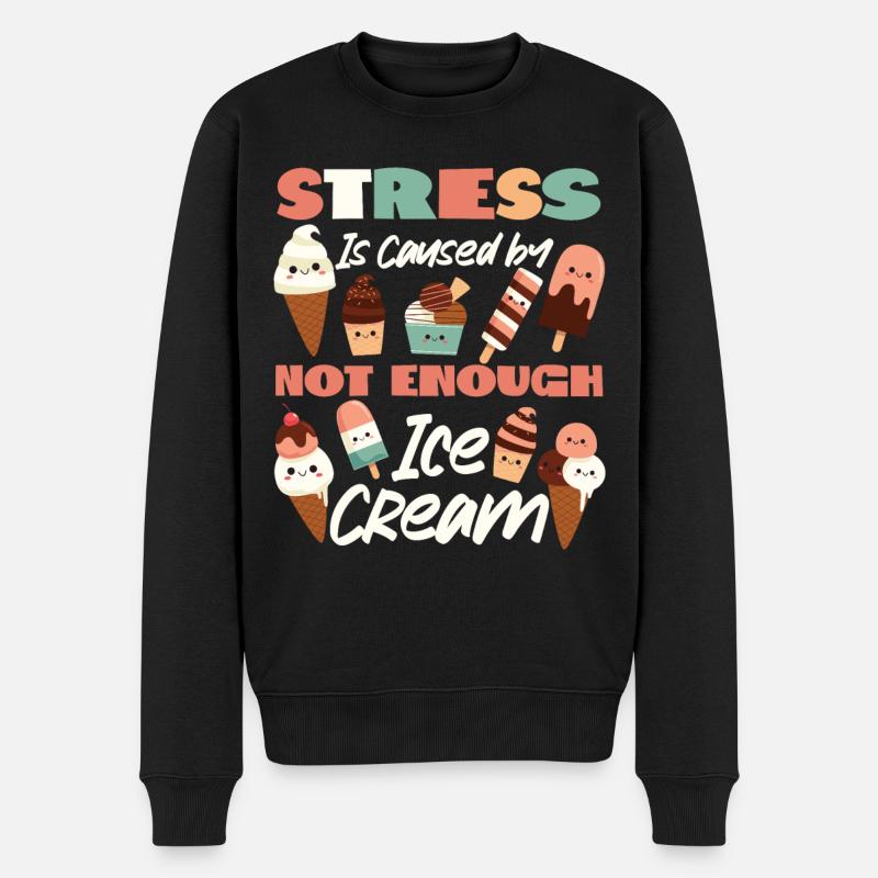 Ice Cream Cone Popsicle Stress Is - Männer Premium Bio Pullover - Schwarz