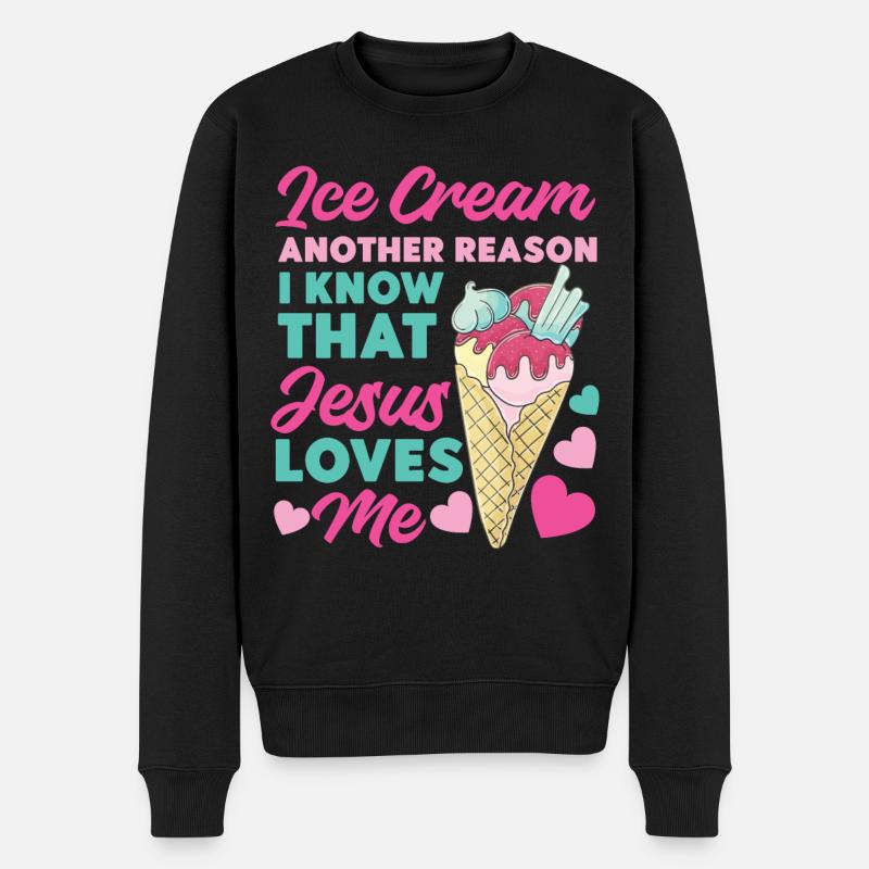 Ice Cream Christian Jesus Cone Ice - Männer Premium Bio Pullover - Schwarz
