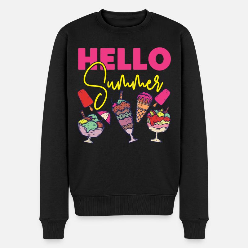 Ice Cream Cone Popsicle Hello - Männer Premium Bio Pullover - Schwarz