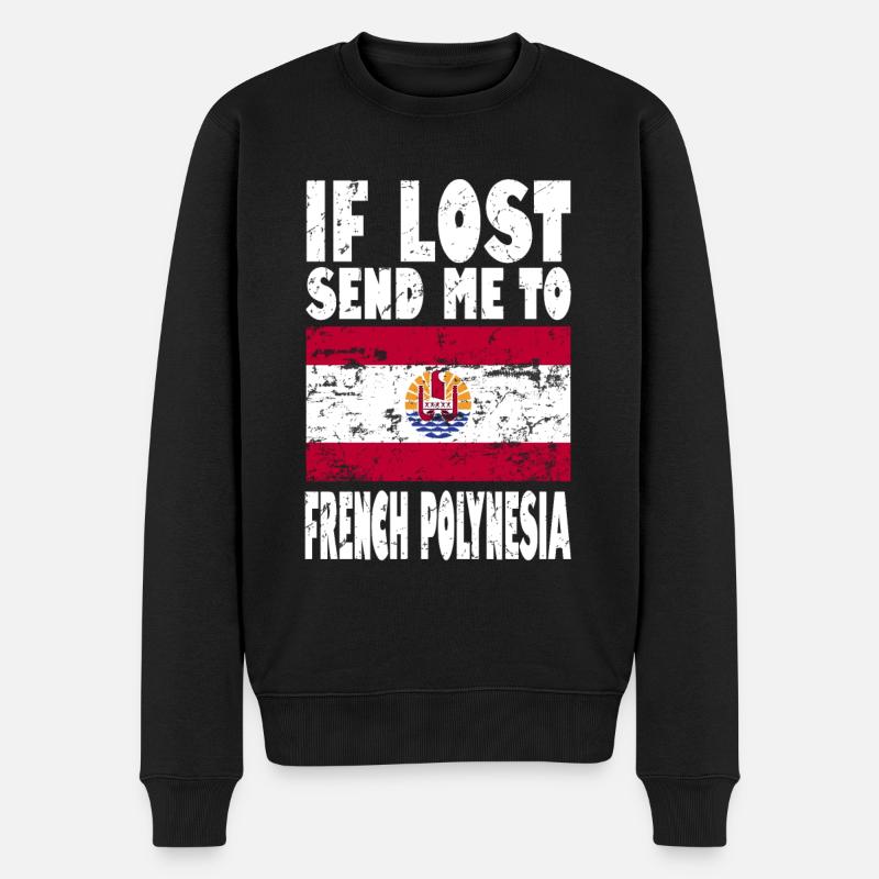 Français Drapeau de la Polynésie - Pull Premium bio Homme - noir